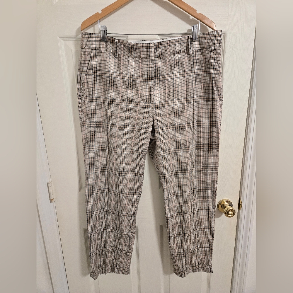 Talbots Beige and Black Checkered Plaid  Pants Hampshire Ankle Pants Size 18